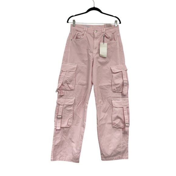 Zara Pants - Zara Womens Cargo Pants EU 36 US 4 Pink TRF Trouser Mid Rise Cotton 5520/119 NWT